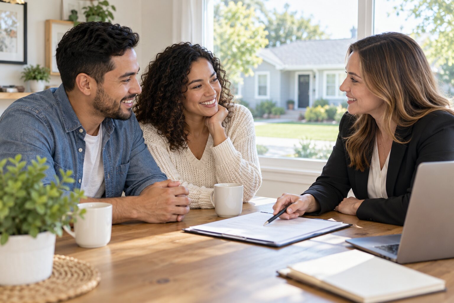 Homebuyers reviewing low down payment mortgage options with a loan professional